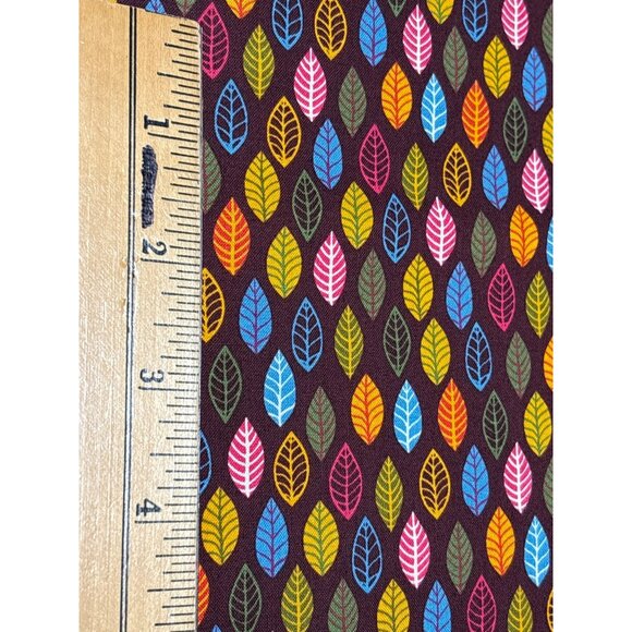 Colorful Leaf Pattern Fabric by Clothworks 23" x 44" Cotton Quilting Sewing Craf - Picture 3 of 4